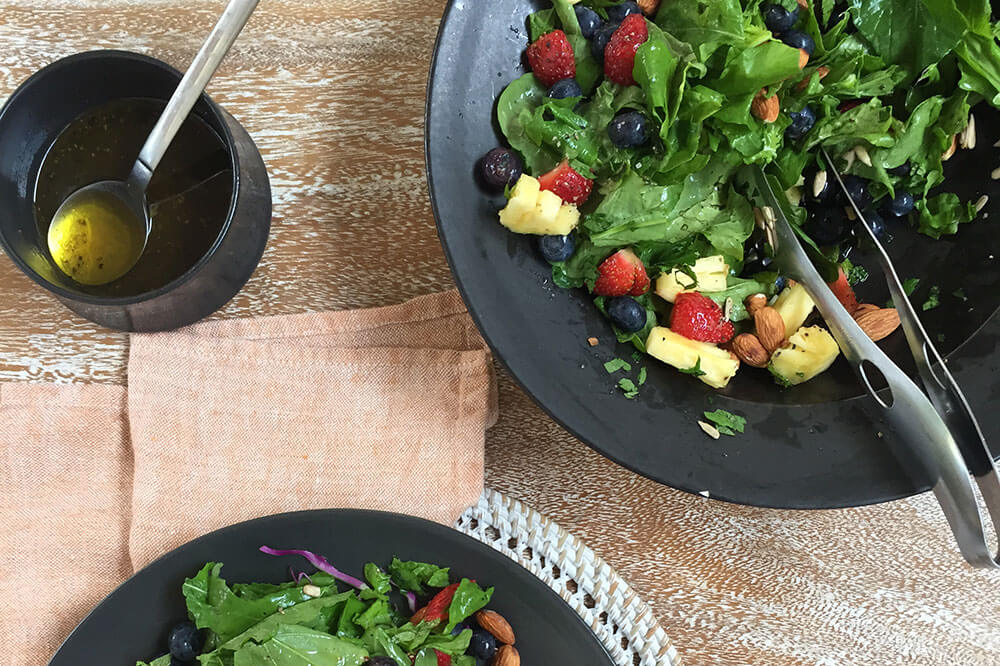Detoxifying Apple + Arugula Salad With Maple Tahini Dressing