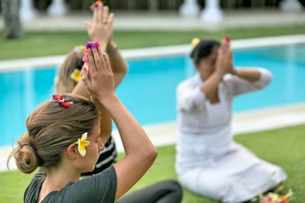 Womens Wellness retreat ceremony by the pool